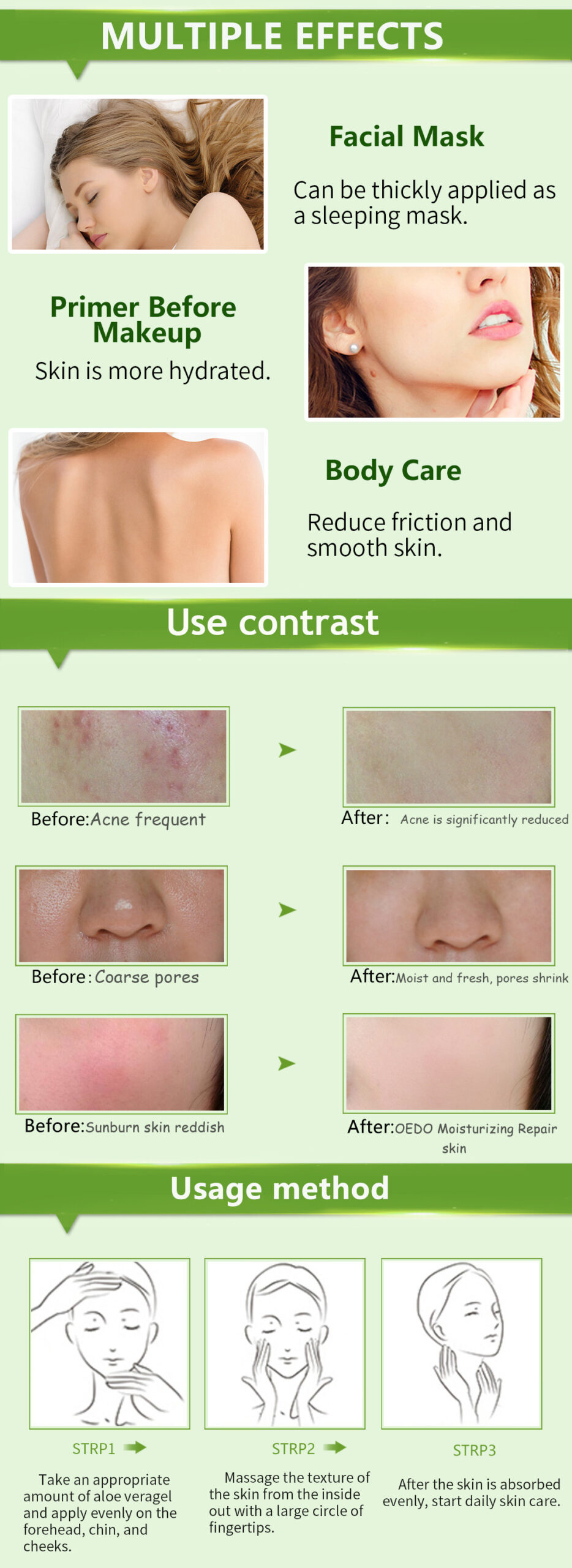 Seaweed Aloe Vera Gel Sun Damage Repair Moisturizing Gel Improves Skin Water Shortage Exfoliating Aloe Vera Gel - Image 5