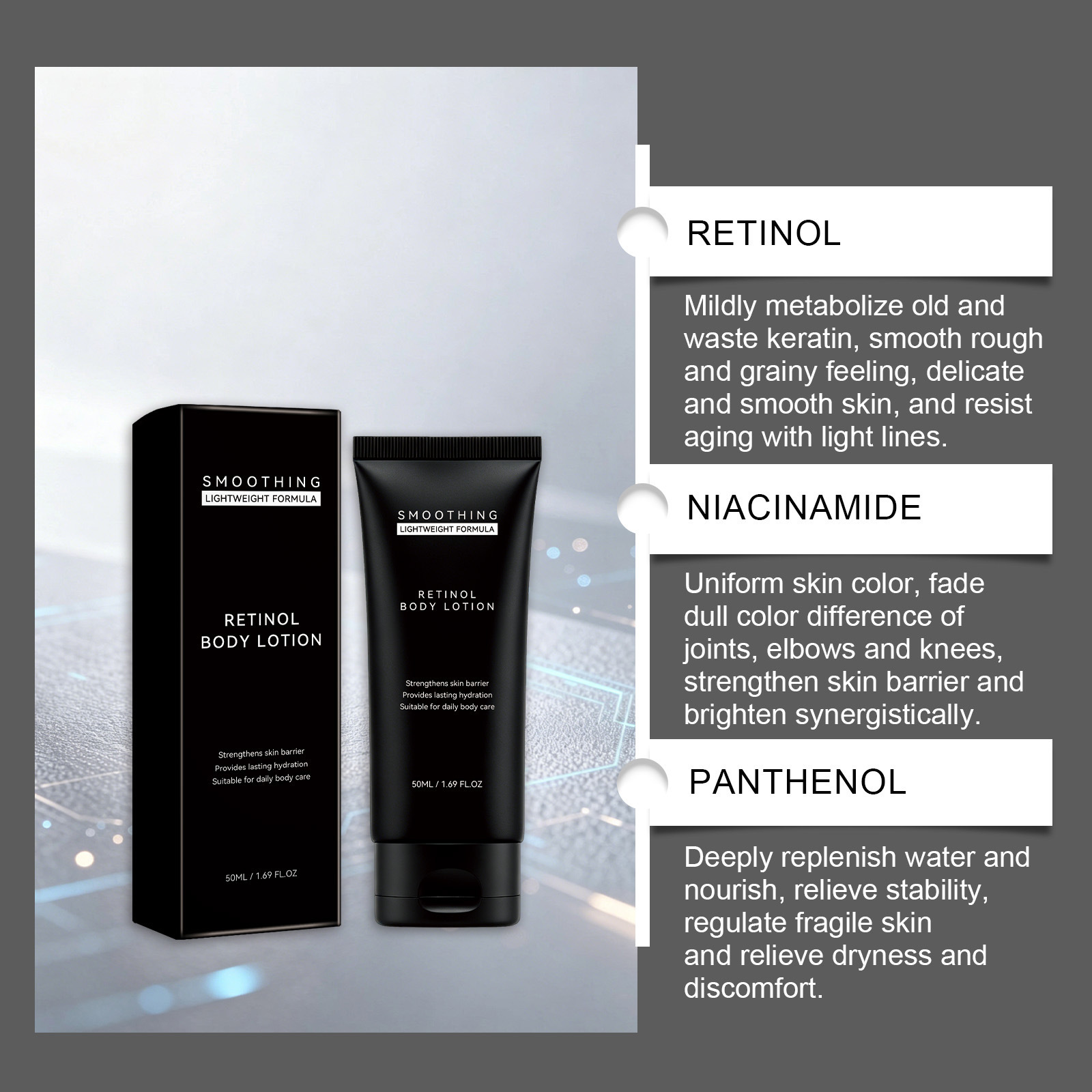 Retinol Body Lotion, Moisturizing & Smoothing Skin Care Lotion 50ml - Image 5