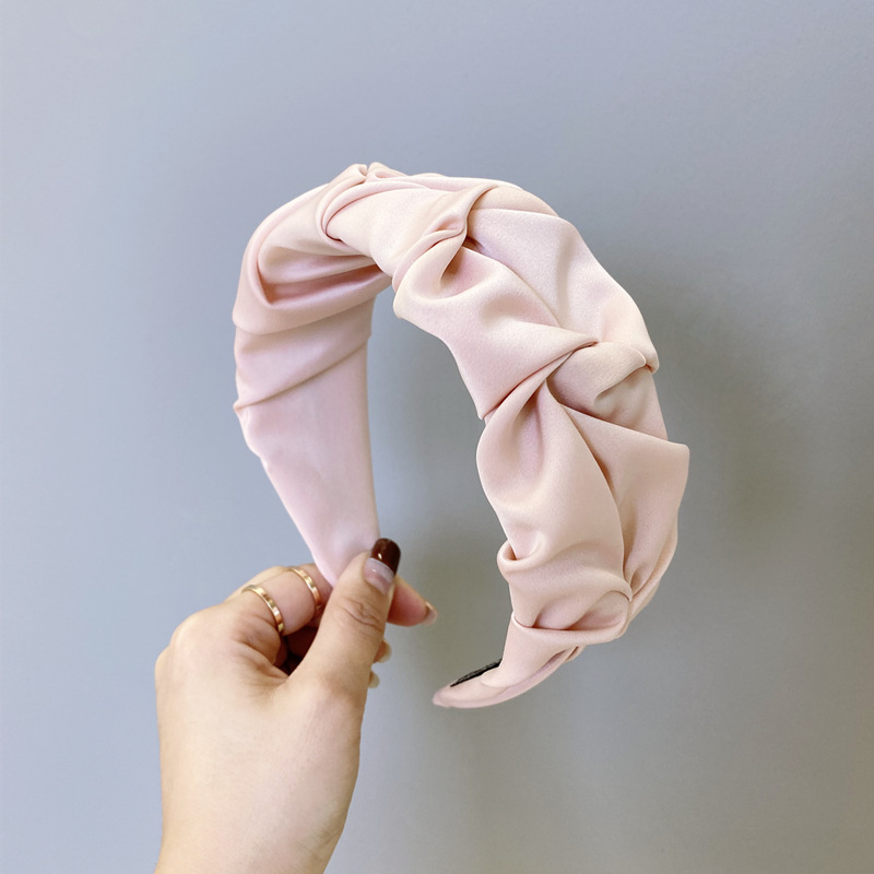 Folded headband net red candy solid color wide side - Image 6