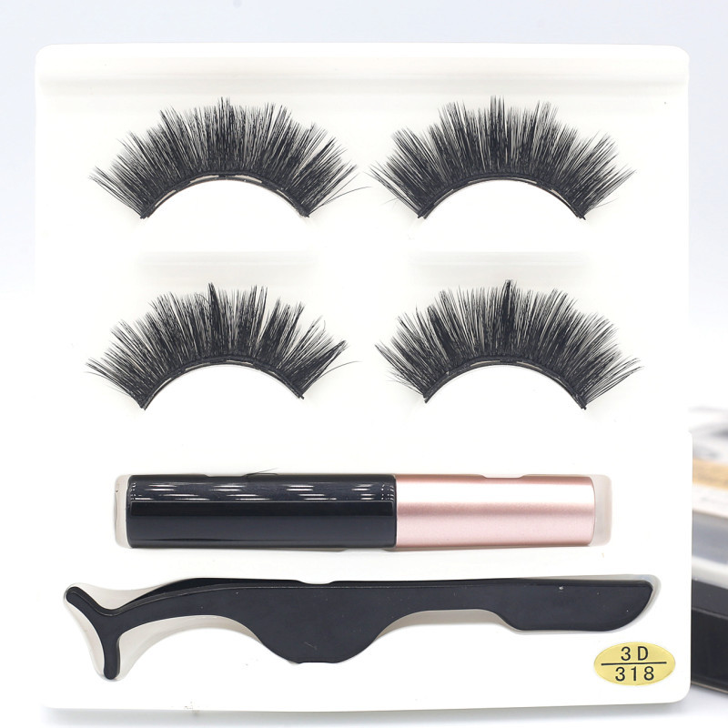 European And American Foreign Trade Manufacturers Two Pairs of Thick Magnetic Eyeliner Set 3D Magnet False Eyelashes Direct Supply