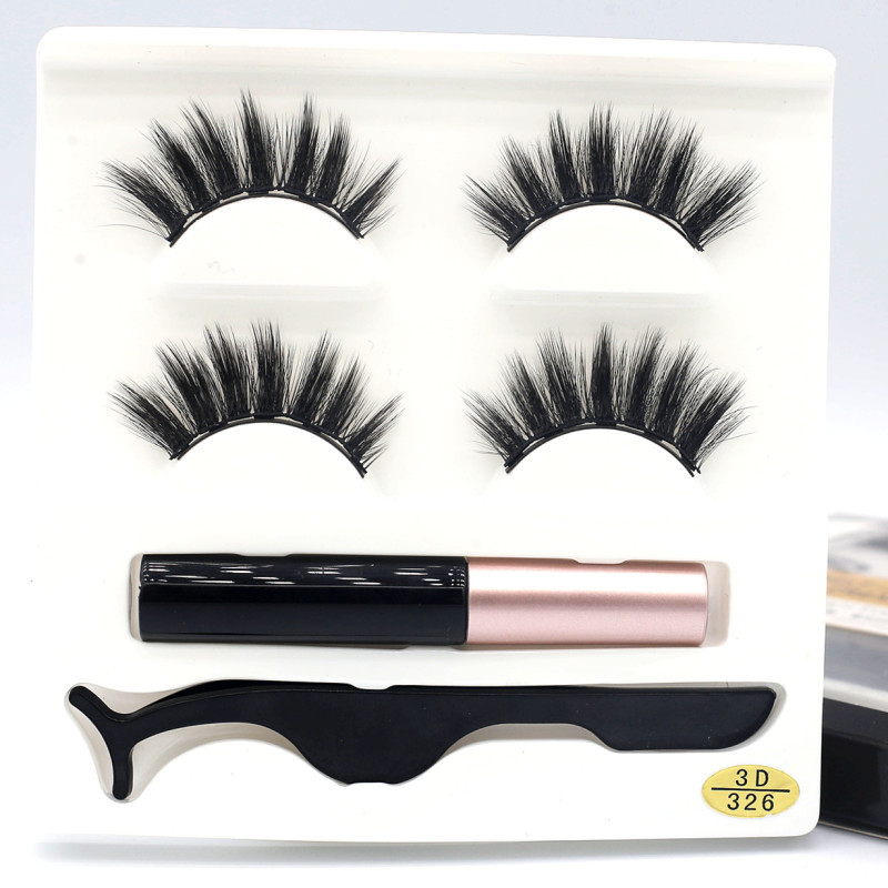 European And American Foreign Trade Manufacturers Two Pairs of Thick Magnetic Eyeliner Set 3D Magnet False Eyelashes Direct Supply - Image 2