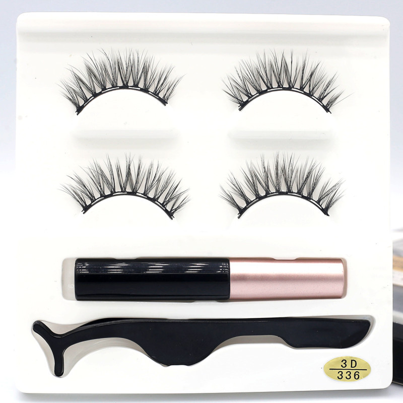 European And American Foreign Trade Manufacturers Two Pairs of Thick Magnetic Eyeliner Set 3D Magnet False Eyelashes Direct Supply - Image 3