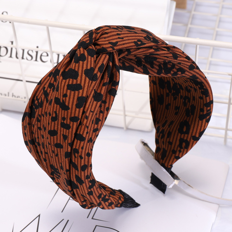 Leopard print black and white dot headband cross headband