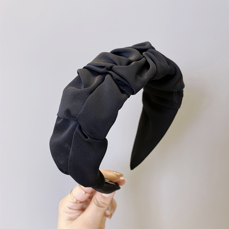 Folded headband net red candy solid color wide side - Image 3