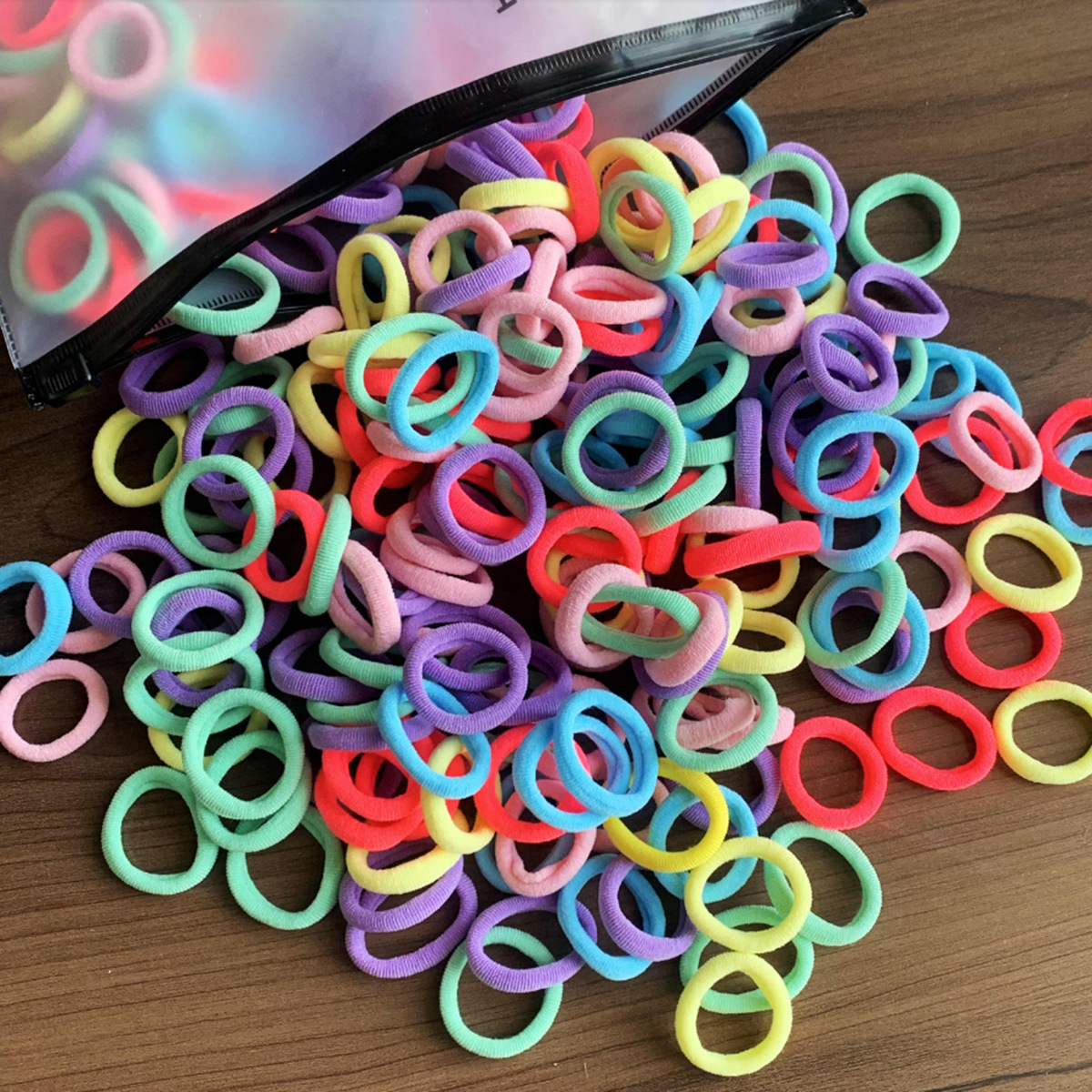 100 Bags Seamless Children's Towel Ring Braids Do Not Hurt Hair Candy Color Small Hair Ring High Elastic Rubber Band - Image 26