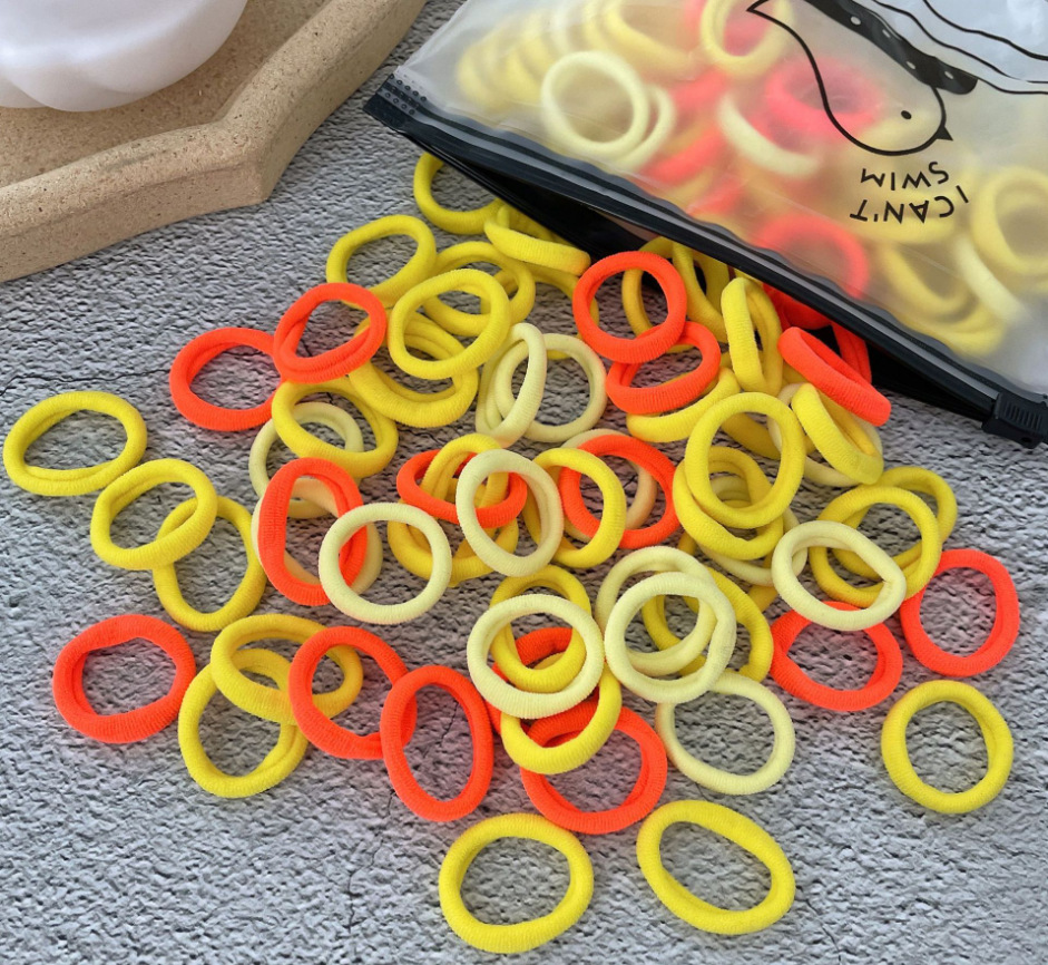 100 Bags Seamless Children's Towel Ring Braids Do Not Hurt Hair Candy Color Small Hair Ring High Elastic Rubber Band - Image 9