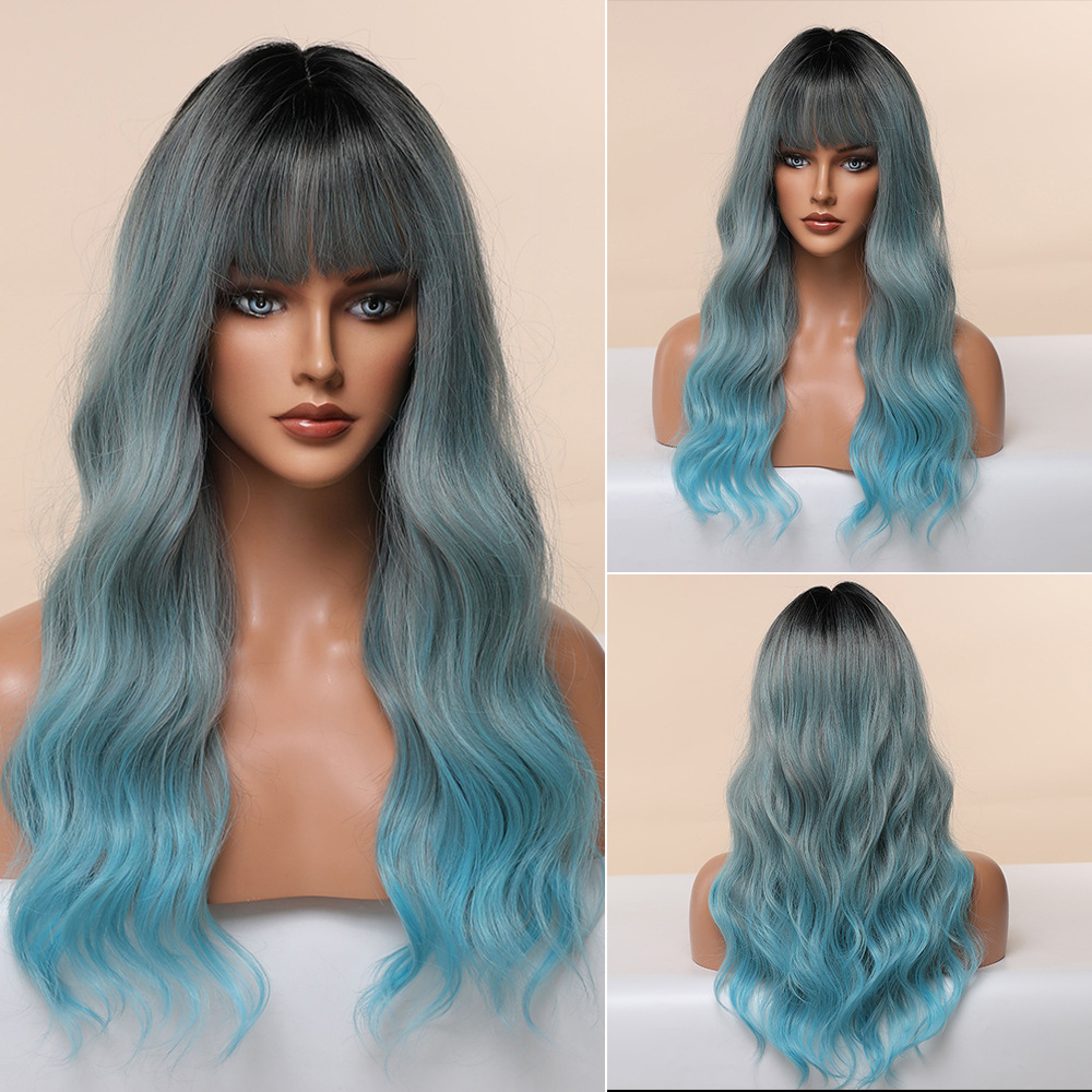 Anime Air Bangs Big Wave Purple Wig - Image 6