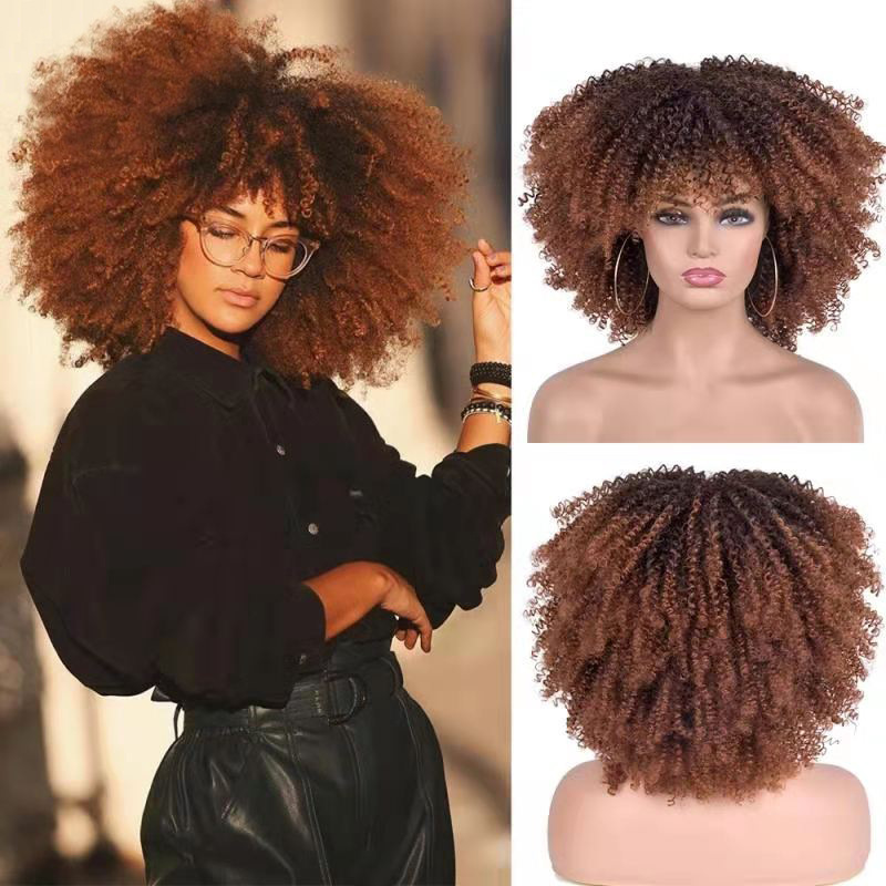 African Small Curly Hair Afro Wig Headgear - Image 3