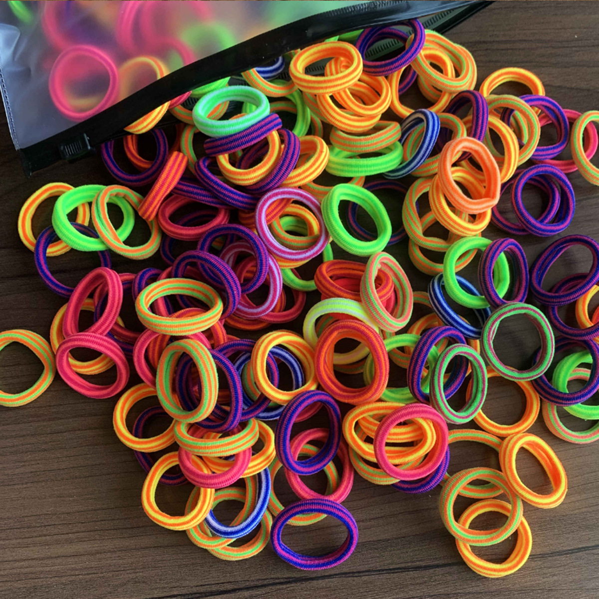 100 Bags Seamless Children's Towel Ring Braids Do Not Hurt Hair Candy Color Small Hair Ring High Elastic Rubber Band - Image 28
