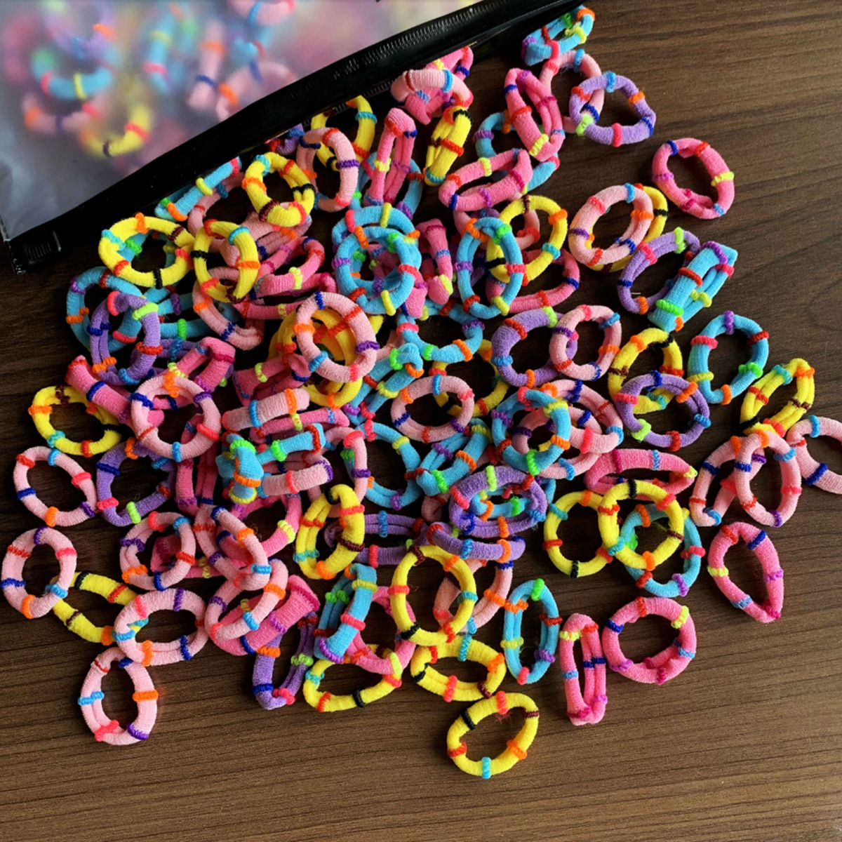 100 Bags Seamless Children's Towel Ring Braids Do Not Hurt Hair Candy Color Small Hair Ring High Elastic Rubber Band - Image 29