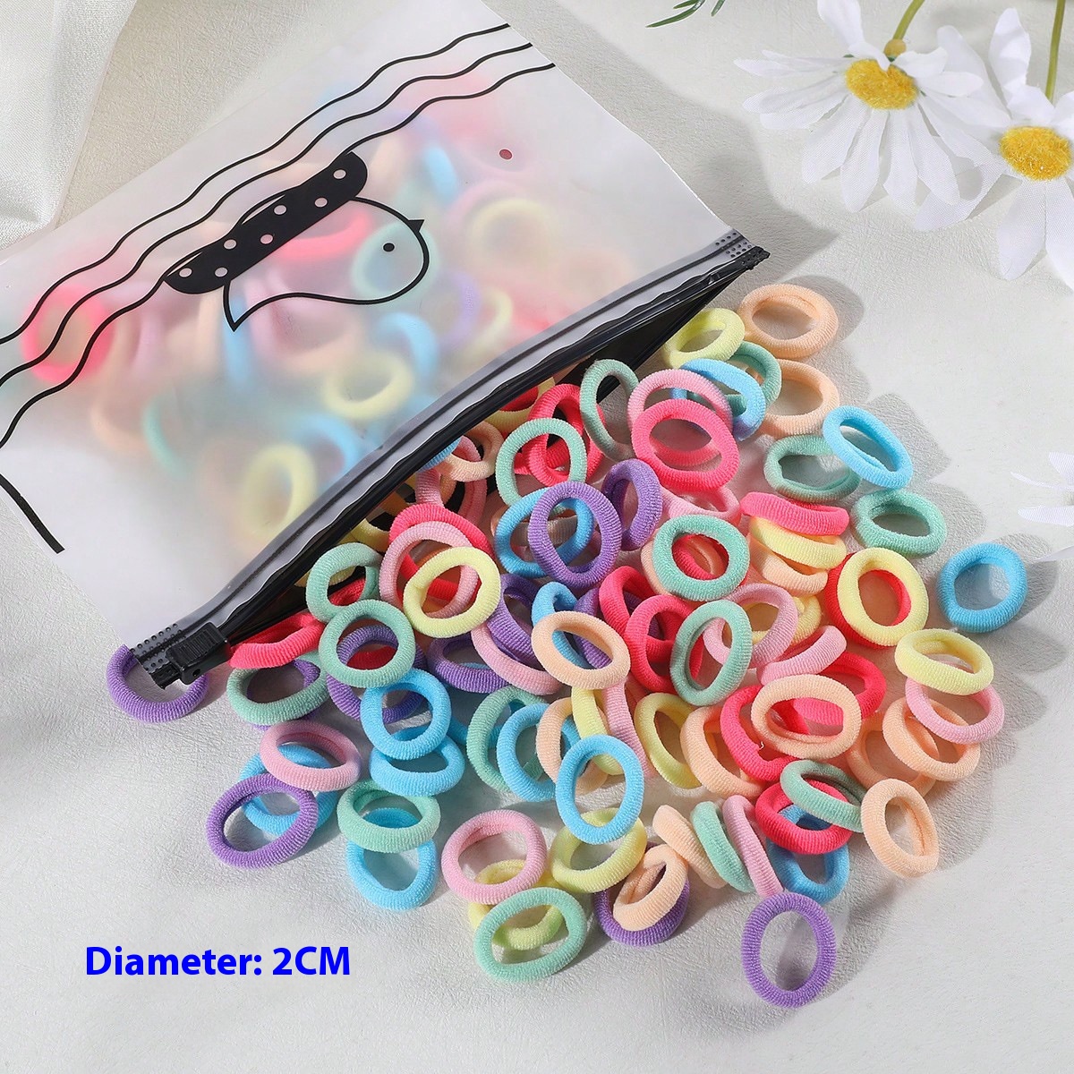 100 Bags Seamless Children's Towel Ring Braids Do Not Hurt Hair Candy Color Small Hair Ring High Elastic Rubber Band - Image 32