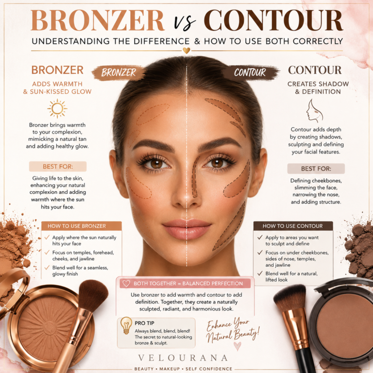 🦋  Bronzer vs Contour: Understanding the Difference and How to Use Both Correctly