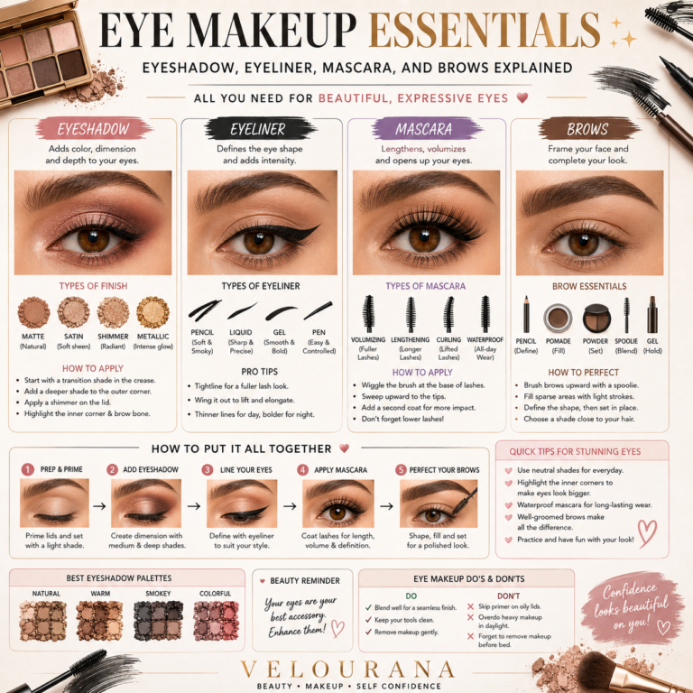🦋  Eye Makeup Essentials: Eyeshadow, Eyeliner, Mascara, and Brows Explained