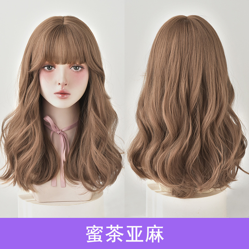 Natural Full-head Wig Long Curly Hair Air Bangs Fluffy Medium Long Hair - Image 3
