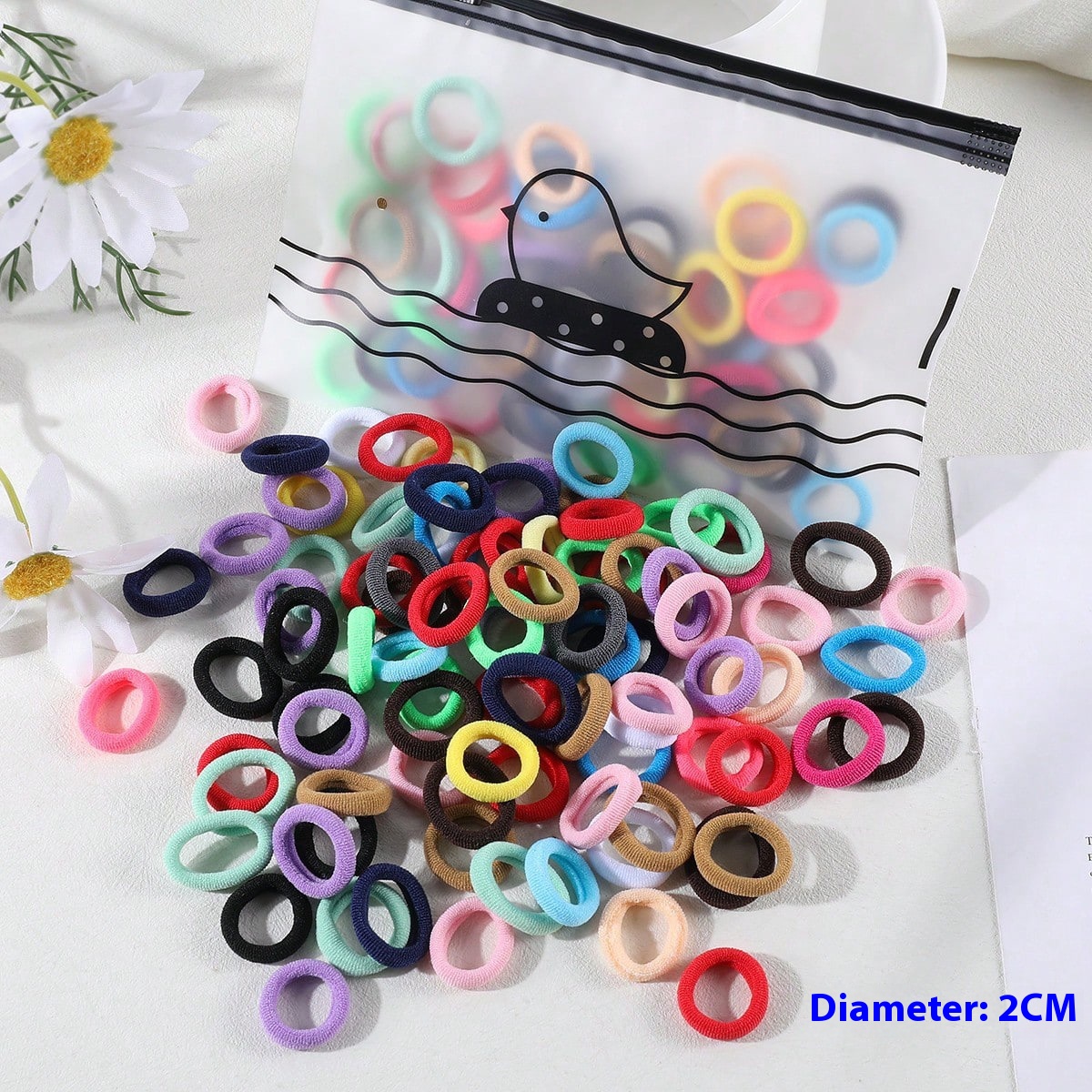 100 Bags Seamless Children's Towel Ring Braids Do Not Hurt Hair Candy Color Small Hair Ring High Elastic Rubber Band - Image 30