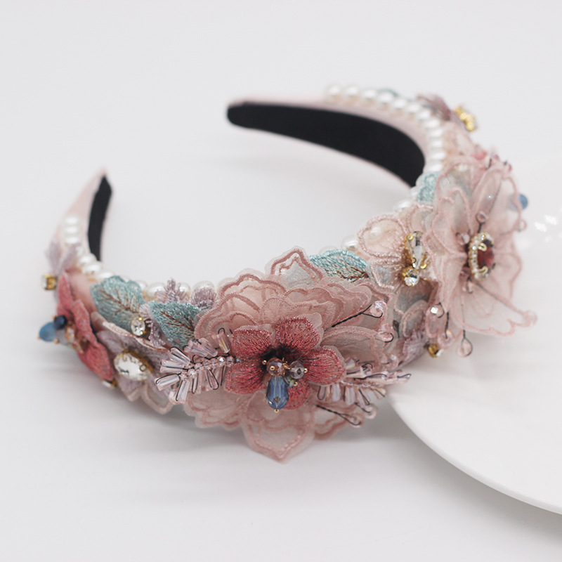 Baroque Sponge Exaggerated Pearl Lace Petal Diamond Crystal Geometry Ladies Prom - Image 4