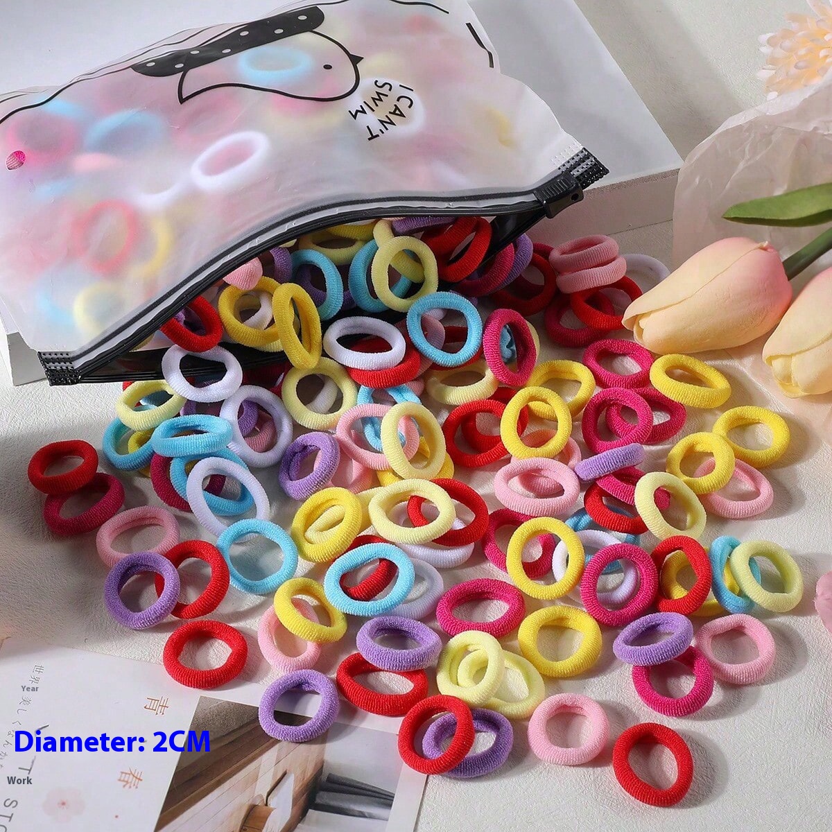 100 Bags Seamless Children's Towel Ring Braids Do Not Hurt Hair Candy Color Small Hair Ring High Elastic Rubber Band - Image 36