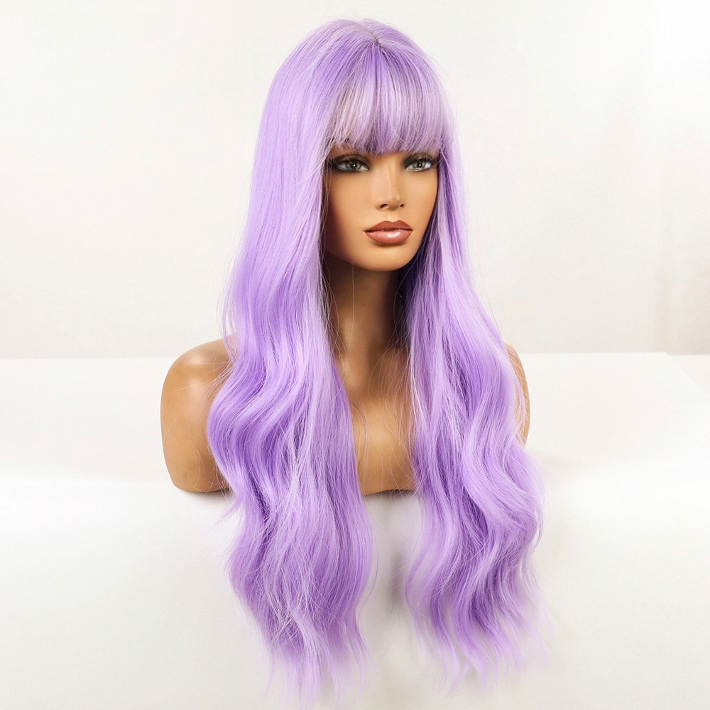 Anime Air Bangs Big Wave Purple Wig - Image 3