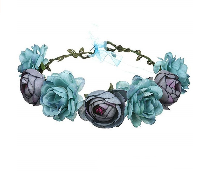 Big Red Rose Bridal Wreath Headband Beach Travel Beautiful Artificial Flower Hair Band Beach Head - Image 3