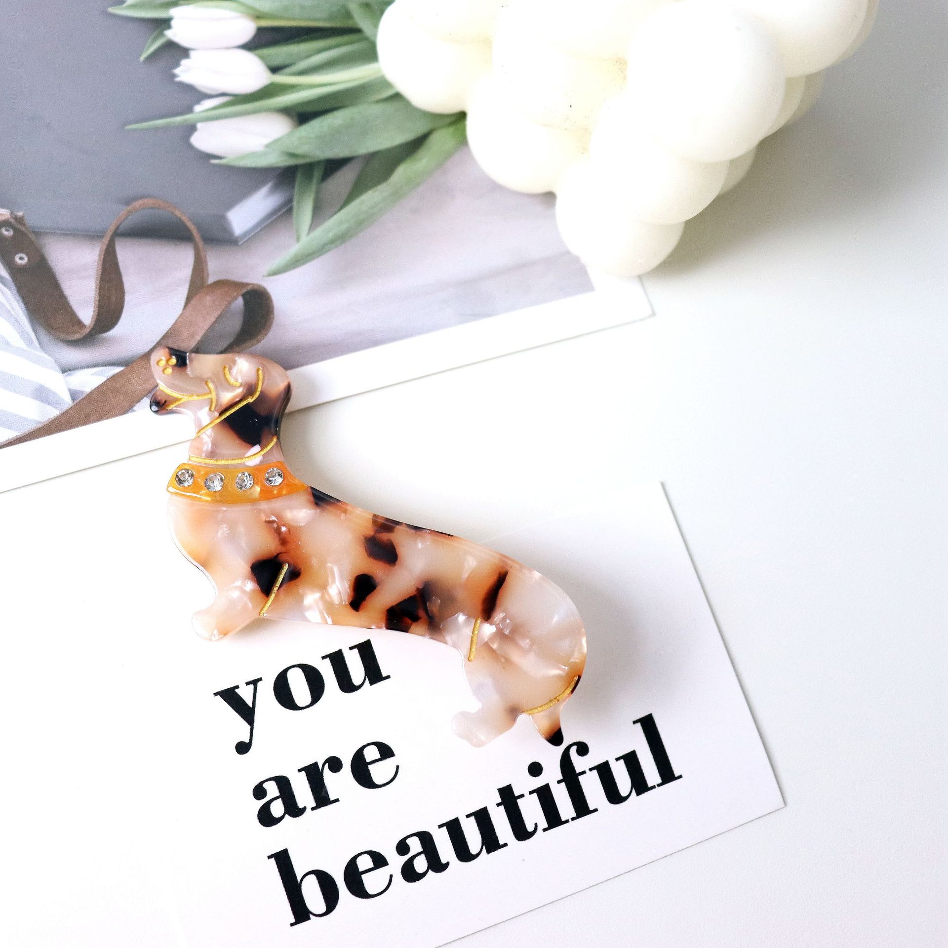 Korean Style Cellulose Acetate Tablets Sausage Dog-shaped Barrettes - Image 3