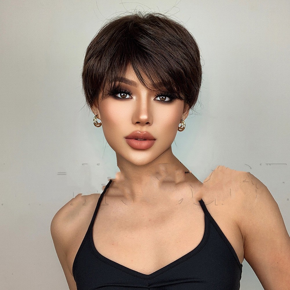 Reversed Style With Six Colors And Short Straight Hair Wig - Image 2