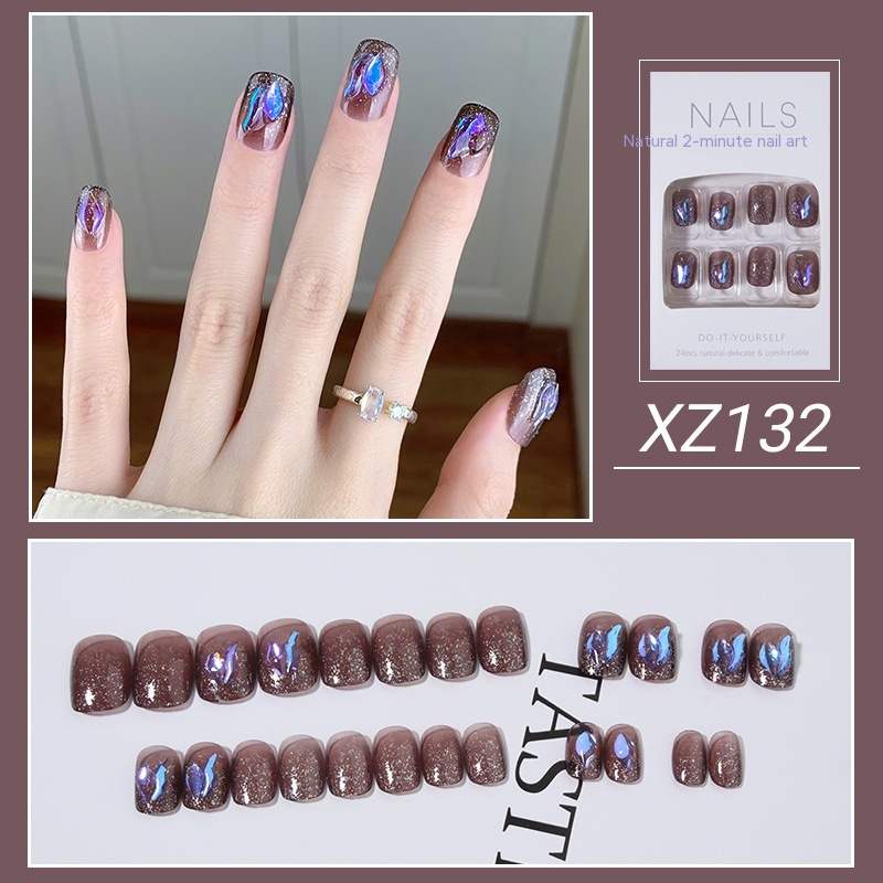 Nail Beauty New Hand-painted Fake Nail Tip Tulip Patch - Image 2