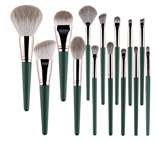 14 Green Cloud Makeup Brushes Suit Super Soft - Image 7