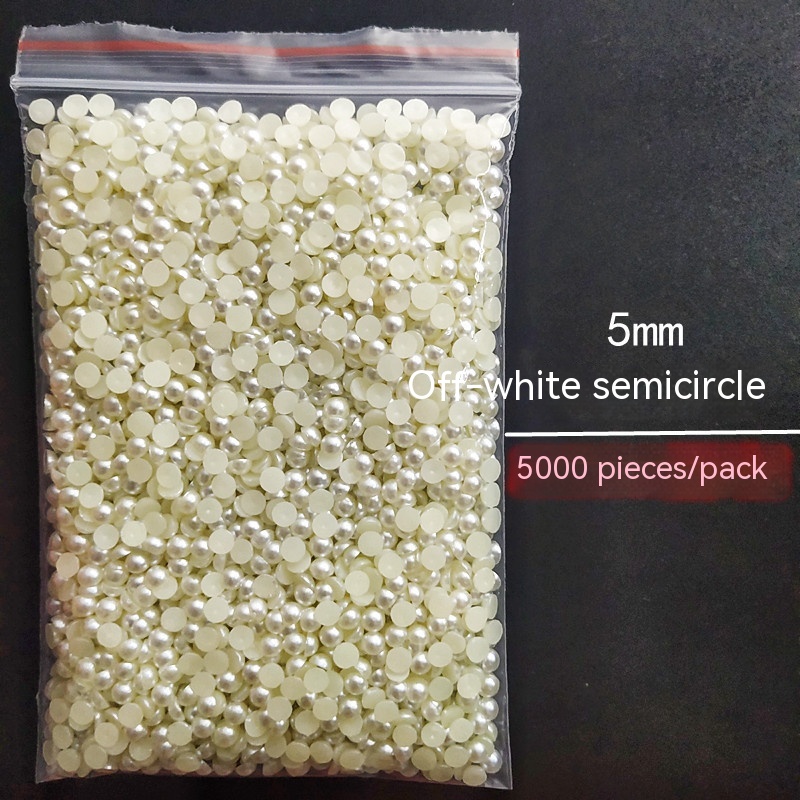 Manicure Flat Semicircle Pure White Rice White Pearl - Image 5