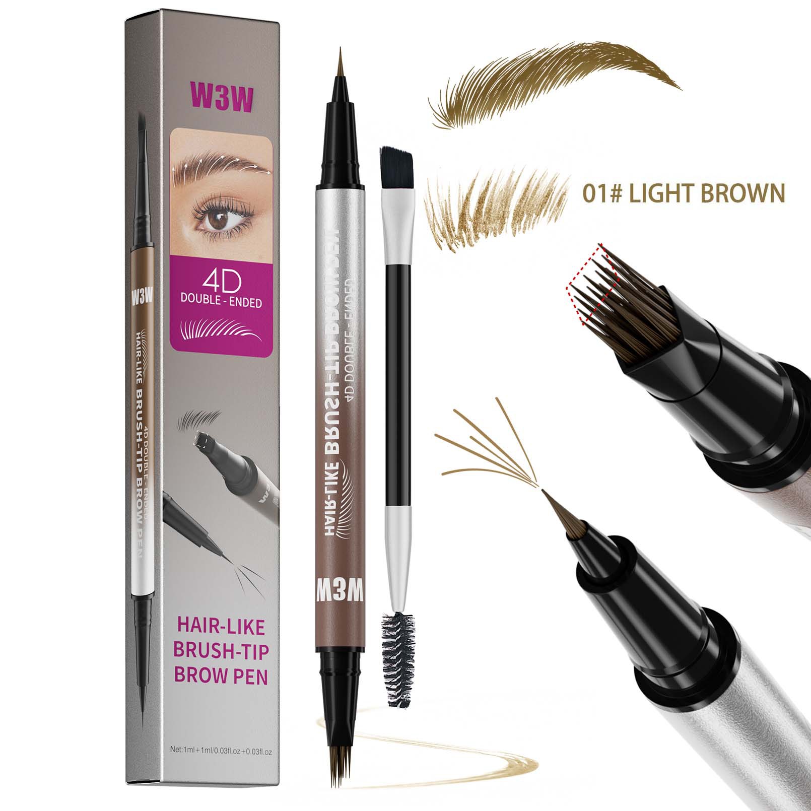 Sweat-proof Multi-pronged Eyebrow Brush Liquid Brow Pencil