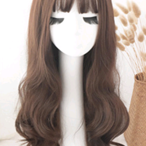 Fashion big wavy long curly pear flower air bangs chemical fiber wig headgear