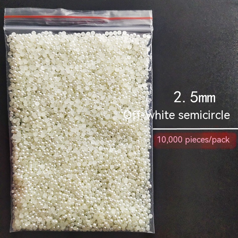 Manicure Flat Semicircle Pure White Rice White Pearl - Image 13