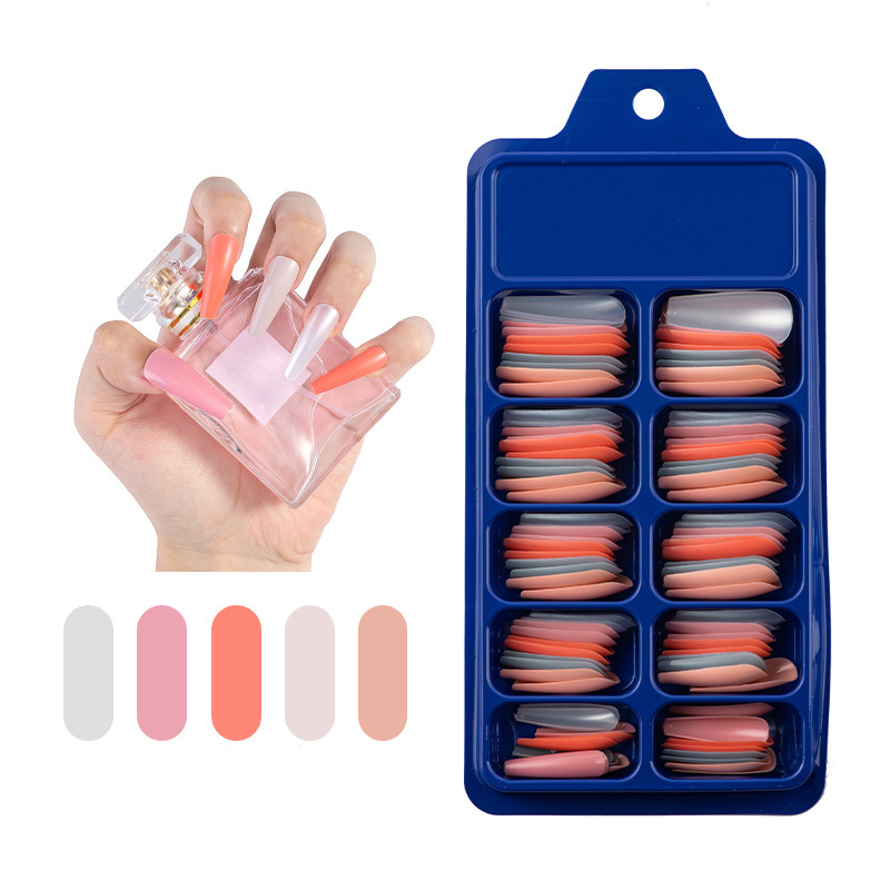 Blue Box Full Stickers Wear Long Ballet Fake Nails Solid Color Nail Patch Color - Image 6