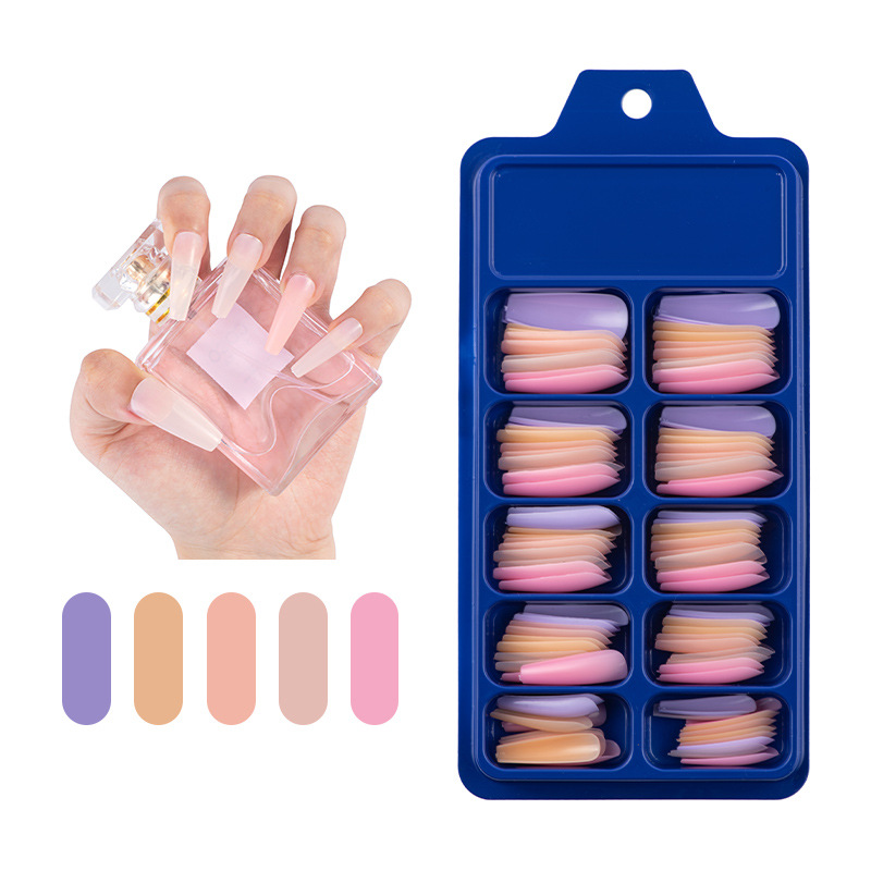 Blue Box Full Stickers Wear Long Ballet Fake Nails Solid Color Nail Patch Color - Image 7