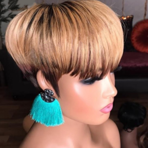 Wig Brown Bobo Head With Bangs Short Straight Hair