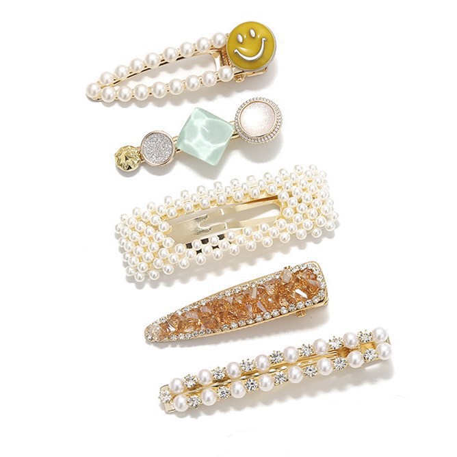 South Korea Ins Net Red Pearl Hairpin Set Hairpin Girl Word Clip Combination Side Bangs Clip Grabbing Clip - Image 11