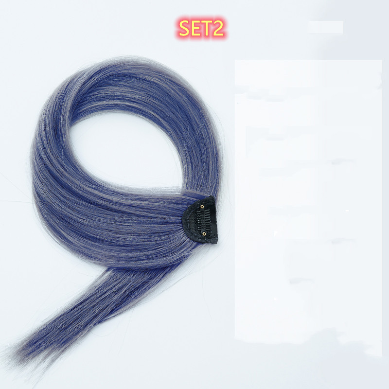 Gradient Color Straight Hair Piece High Temperature Silk Curly Hair - Image 2