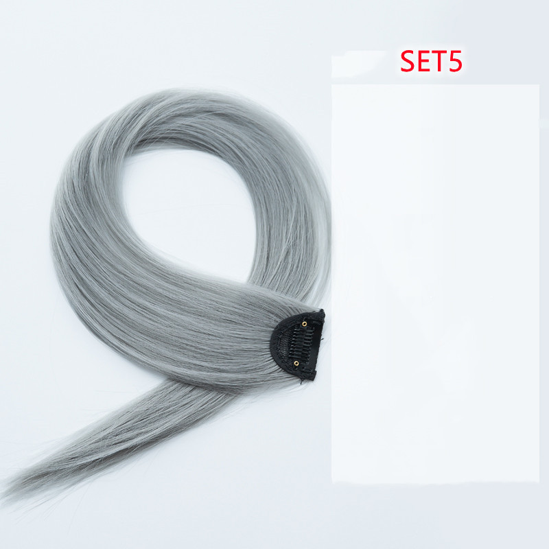 Gradient Color Straight Hair Piece High Temperature Silk Curly Hair - Image 5