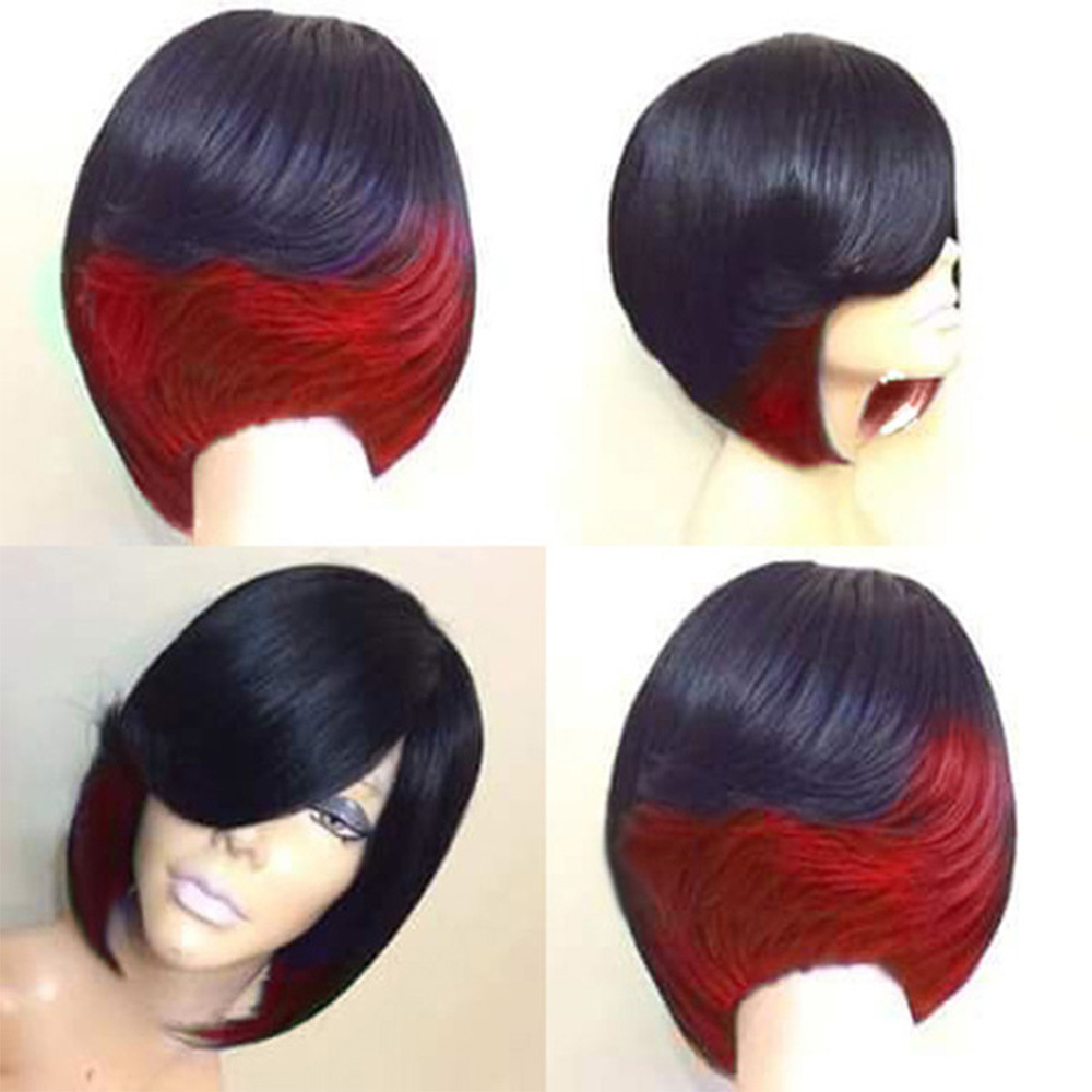 Wig European And American Women Fashion Lifelike Natural High Temperature Silk Short Straight Hair Wig Headgear - Image 4