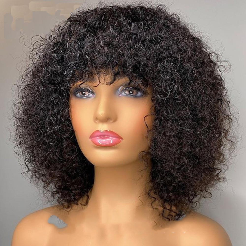 Women's Black African Small Curly Short Curly Hair Wig Long Hair Wig Short Curly Hair - Image 2