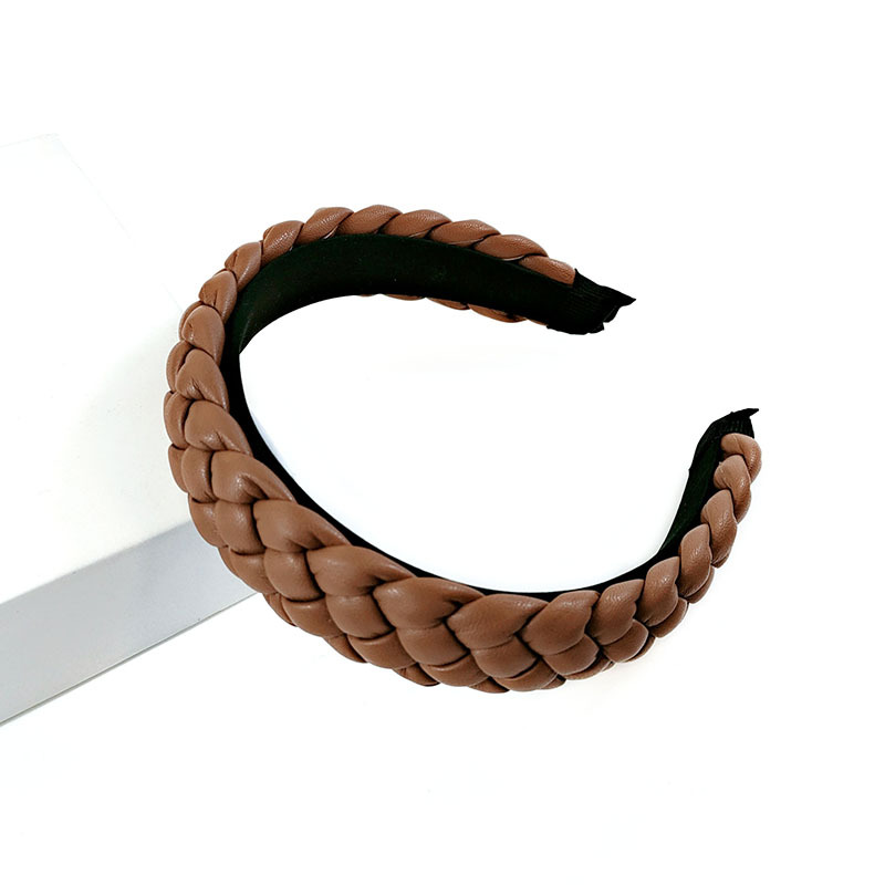 New Net Red Leather Braided Headband Candy-Colored Braid Hairpin Pressed Hair Pu Headband For Women - Image 4