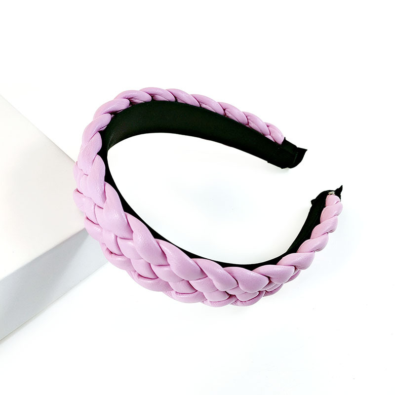 New Net Red Leather Braided Headband Candy-Colored Braid Hairpin Pressed Hair Pu Headband For Women - Image 6