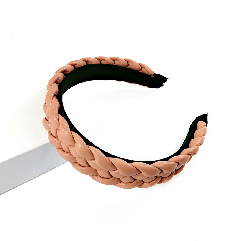 New Net Red Leather Braided Headband Candy-Colored Braid Hairpin Pressed Hair Pu Headband For Women - Image 5