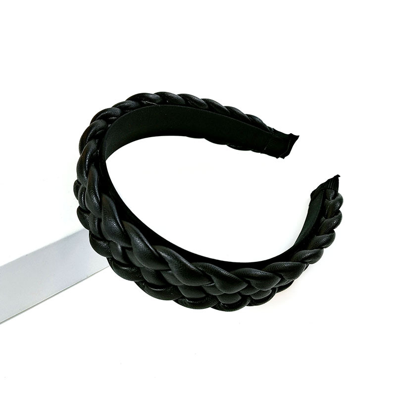 New Net Red Leather Braided Headband Candy-Colored Braid Hairpin Pressed Hair Pu Headband For Women