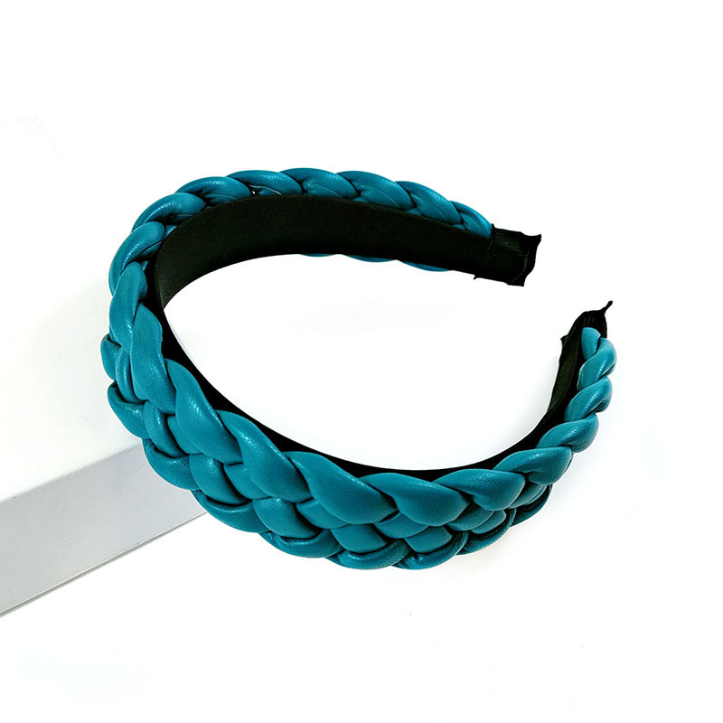 New Net Red Leather Braided Headband Candy-Colored Braid Hairpin Pressed Hair Pu Headband For Women - Image 3