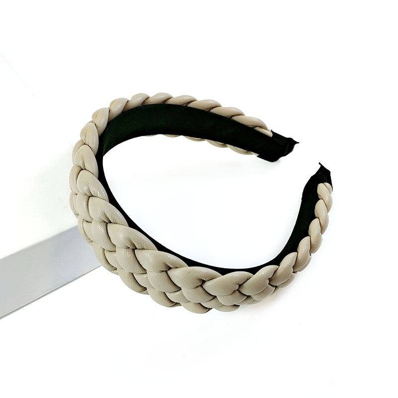 New Net Red Leather Braided Headband Candy-Colored Braid Hairpin Pressed Hair Pu Headband For Women - Image 2