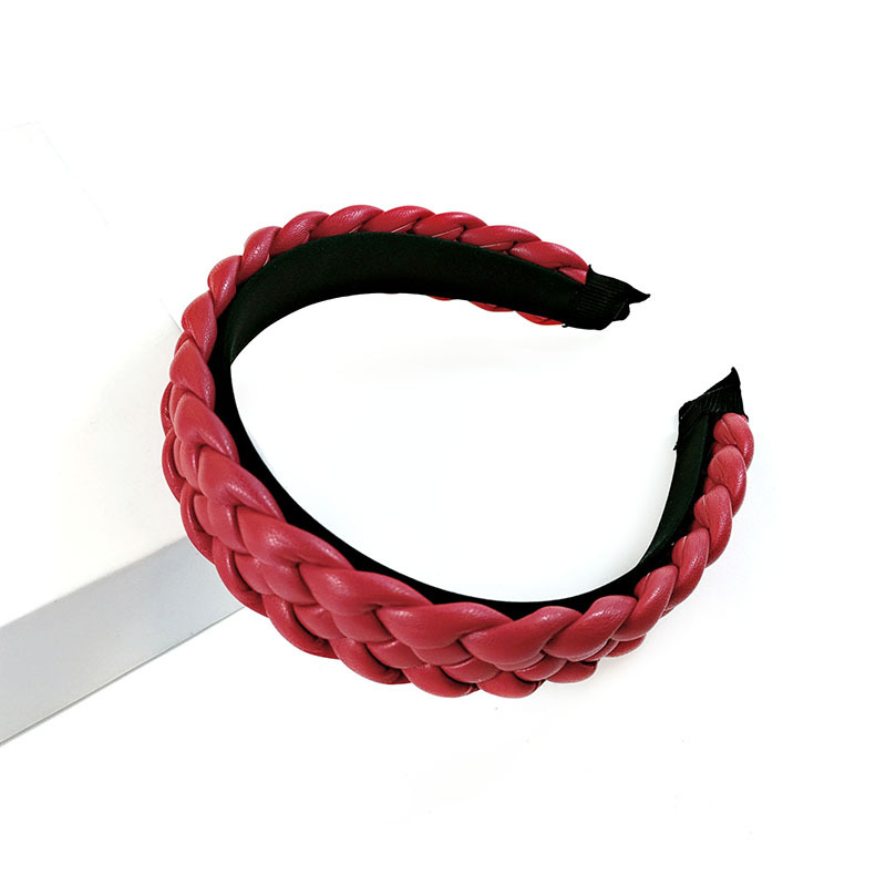 New Net Red Leather Braided Headband Candy-Colored Braid Hairpin Pressed Hair Pu Headband For Women - Image 8