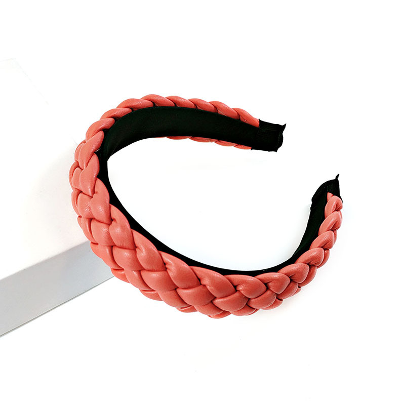 New Net Red Leather Braided Headband Candy-Colored Braid Hairpin Pressed Hair Pu Headband For Women - Image 9