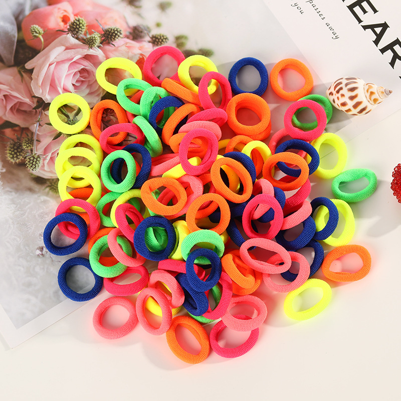 100 Small Towel Ring Bags Korean Candy Color High Elasticity Hair Accessories Head Rope 2Cm - Image 5