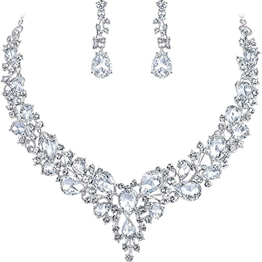 Necklace Exaggerated Colorful Flowers Full Of Diamond Crystal Necklace Earrings Jewelry Set - Image 6