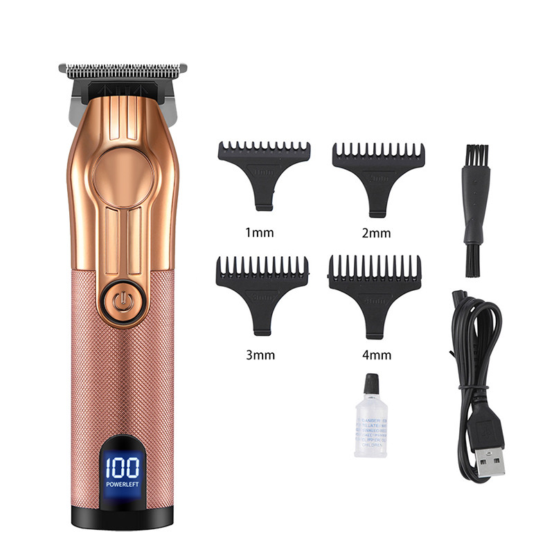 LCD Digital Display USB Charging Retro Oil Head Carving Hair Clipper - Image 2